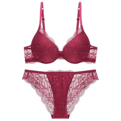 Women Lace Push-Up Anti-Sagging Bra Set