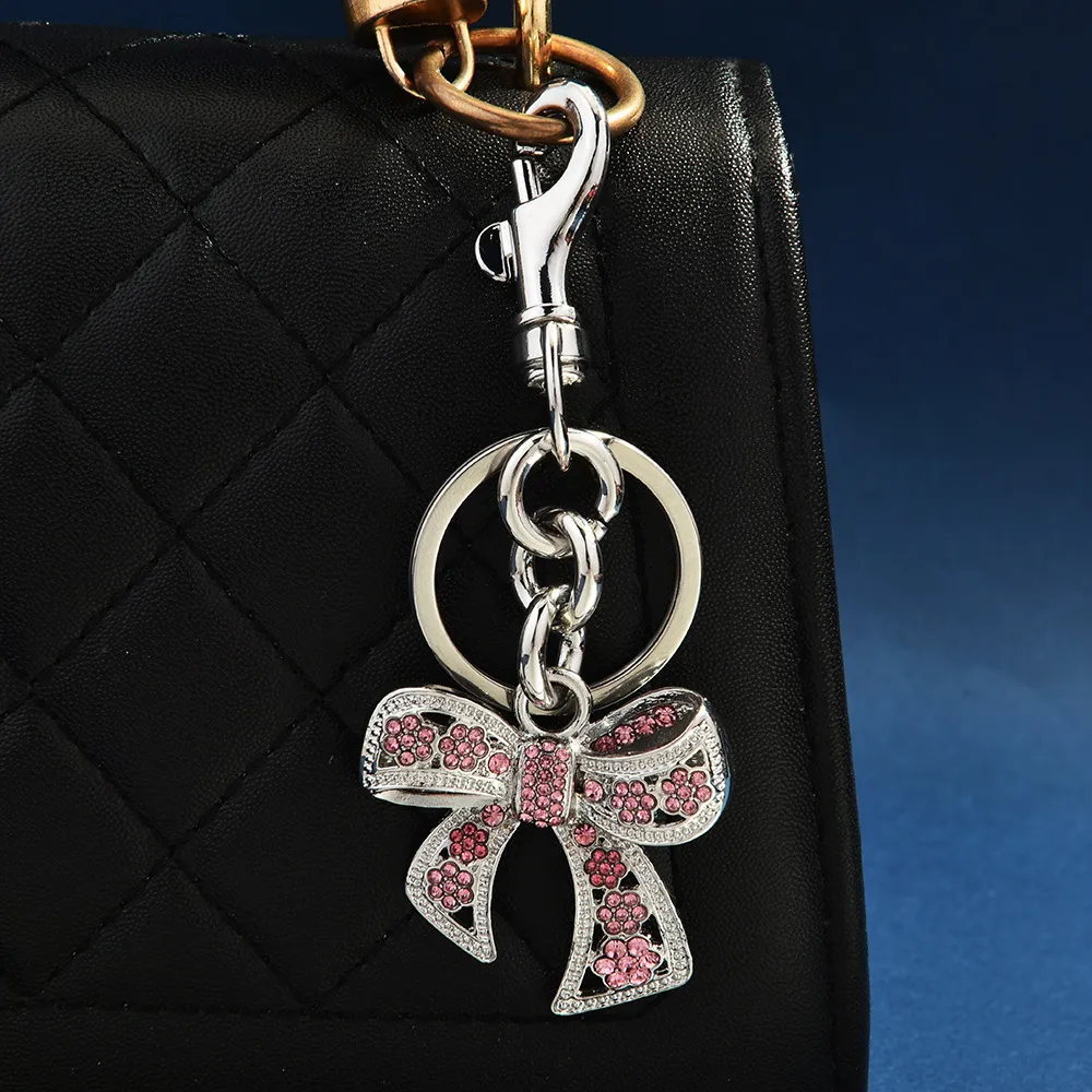 Fashion Rhinestone Bow Pendant Bag Key Chain