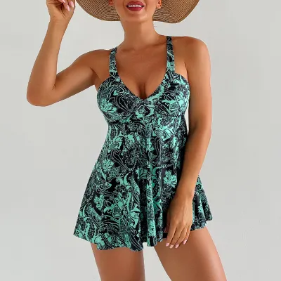 Women Fashion Casual Printed Tankini Swimsuit
