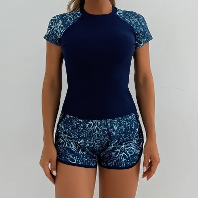 Women Fashion Casual Printed Sports Tankini Swimsuit