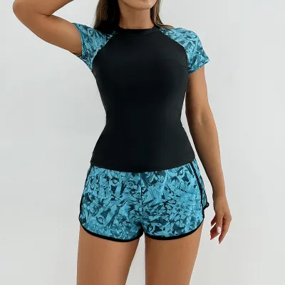 Women Fashion Casual Printed Sports Tankini Swimsuit