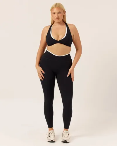Women Fashion Sexy Color Block Halter-Neck Crop Top High Waist Pants Quick-Drying Sports Yoga Two-Piece Set