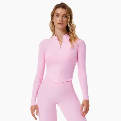 Women Fashion Casual Solid Color Quick-Drying Long-Sleeve Sports Yoga Jacket