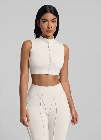 Women Fashion Sexy Solid Color Zipper Breathable I-Shaped Sports Yoga Vest