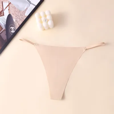 Women Fashion Simple Solid Color Ice Silk Thin Thong