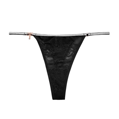Women Fashion Sexy Solid Color Lace Low Waist Breathable Hollow-Out Thong