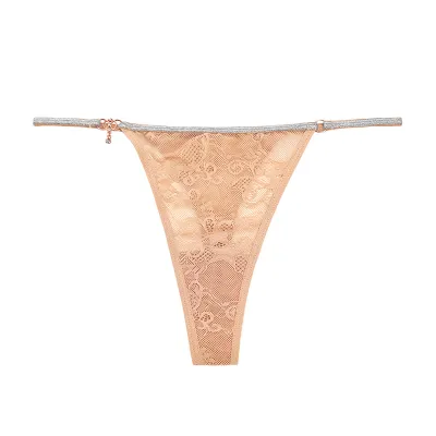 Women Fashion Sexy Solid Color Lace Low Waist Breathable Hollow-Out Thong