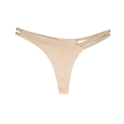 Women Fashion Sexy Solid Color Low-Rise Ice Silk Traceless Thong
