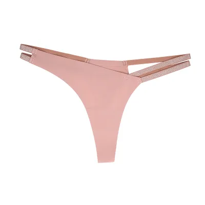 Women Fashion Sexy Solid Color Low-Rise Ice Silk Traceless Thong