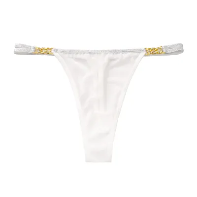 Women Fashion Sexy Solid Color Mesh Chain Low Waist Thong