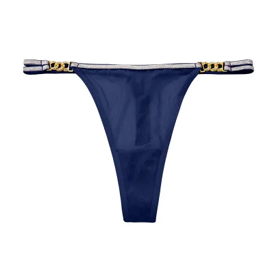 Women Fashion Sexy Solid Color Mesh Chain Low Waist Thong