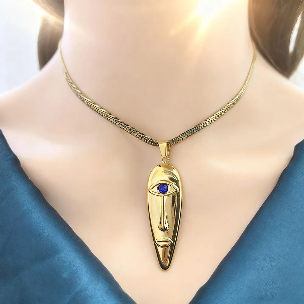 Women Fashion Creative 304 Stainless Steel Face Pendant Necklace