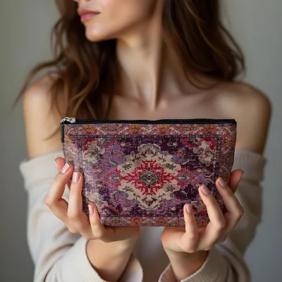Women Fashion Retro Persian White Hemp Large Capacity Cosmetic Storage Bag Home Home Storage
