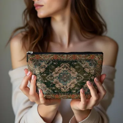 Women Fashion Retro Persian White Hemp Large Capacity Cosmetic Storage Bag Home Home Storage