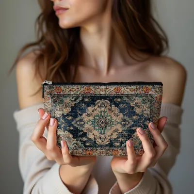 Women Fashion Retro Persian White Hemp Large Capacity Cosmetic Storage Bag Home Home Storage