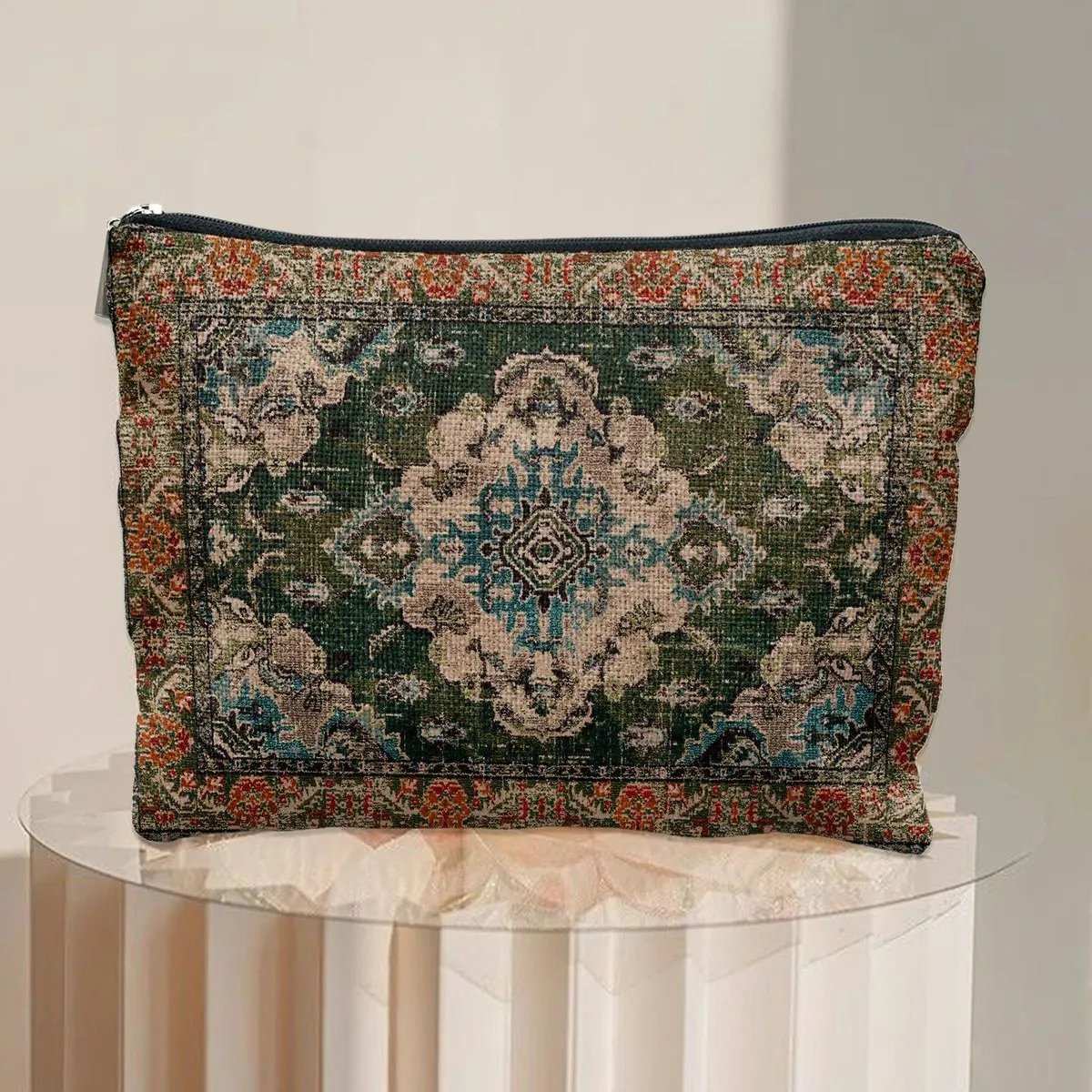 Women Fashion Retro Persian White Hemp Large Capacity Cosmetic Storage Bag Home Home Storage