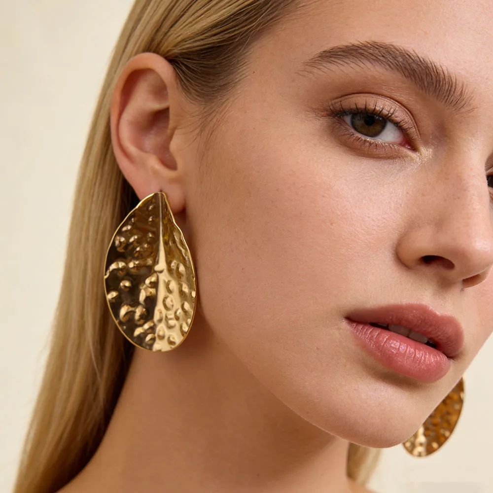 Women Fashion Retro Creative 304 Stainless Steel Leaf Earrings