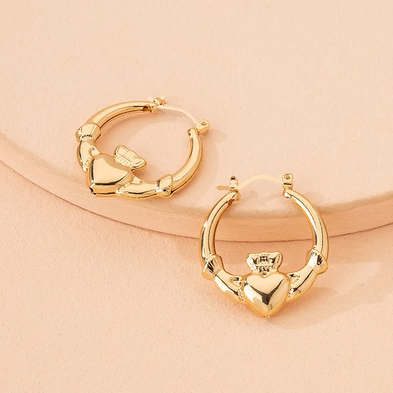 Women Fashion Geometric Love Metal Earrings