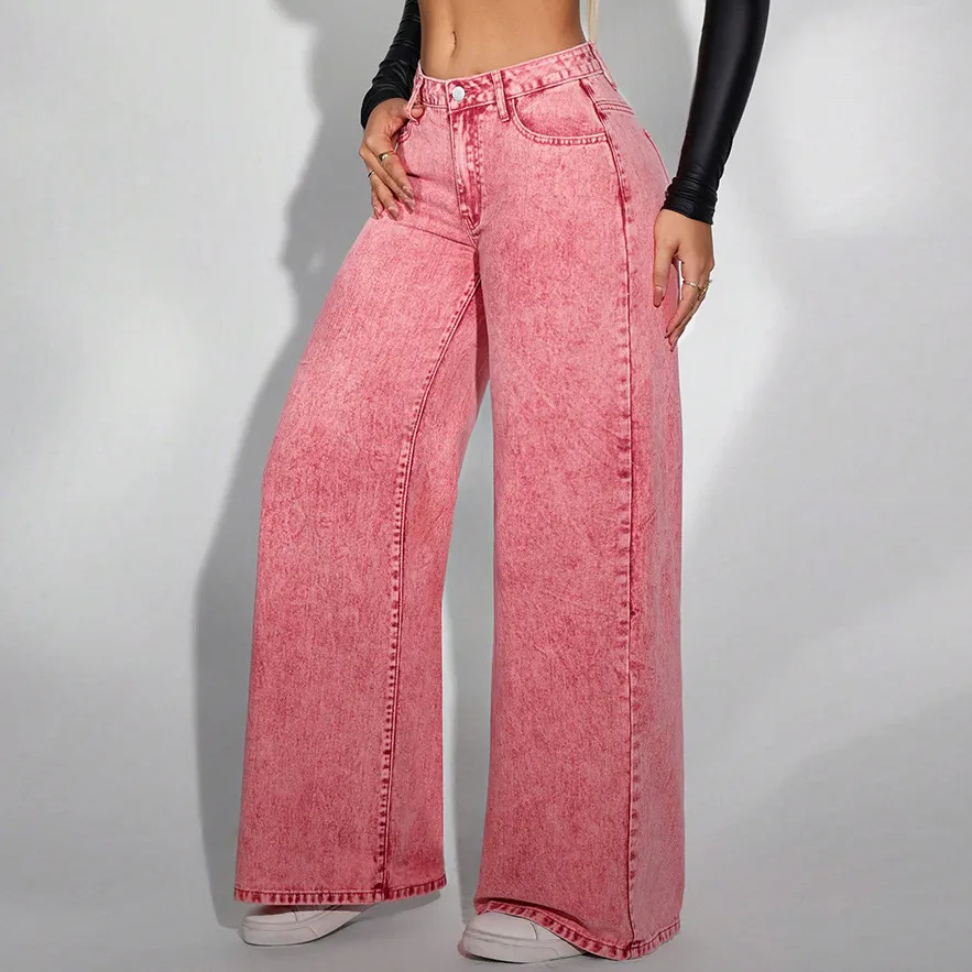Street Women Fashion Casual Loose Wide Leg Jeans