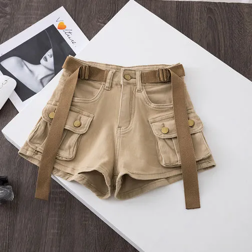 Women Summer Fashion Cargo Denim Shorts