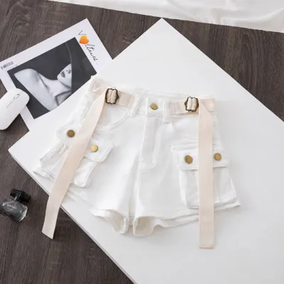 Women Summer Fashion Cargo Denim Shorts