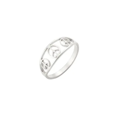 Fashion Simple Peace Symbol Stainless Steel Ring Jewelry