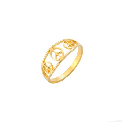 Fashion Simple Peace Symbol Stainless Steel Ring Jewelry