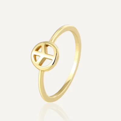 Women Fashion Retro Simple Plated 18k Gold Anti-War Peace Sign Ring