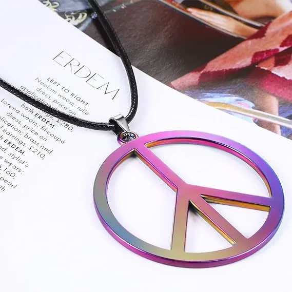 Men Fashion Casual Punk Simple Anti-War Peace Logo Necklace