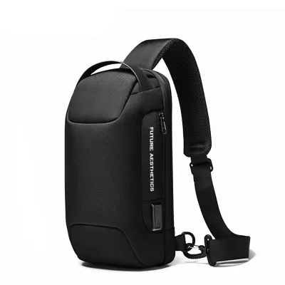 Men Fashion Casual Waterproof Oxford Chest Bag 18x10x34cm Solid Color