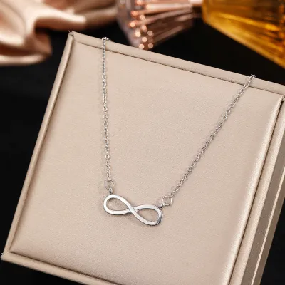 Women Geometric Infinity Pendant Necklace in Stainless Steel