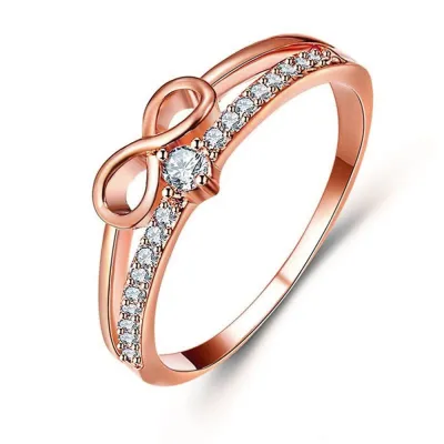 Women Fashion Rhinestone Geometry Infinity Ring Jewelry