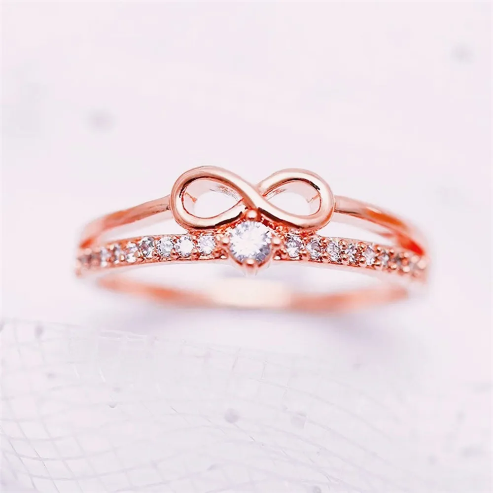 Women Fashion Rhinestone Geometry Infinity Ring Jewelry