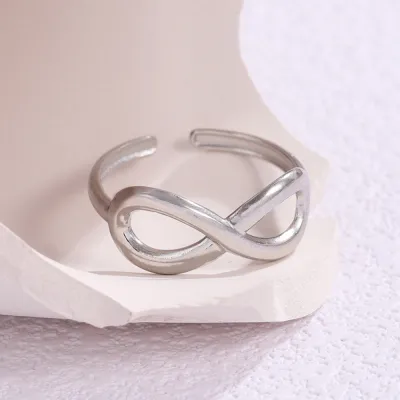 Women Fashion Simple Gold Plated Geometric Infinity Ring Jewelry