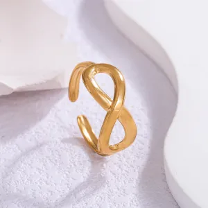 Women Fashion Simple Gold Plated Geometric Infinity Ring Jewelry