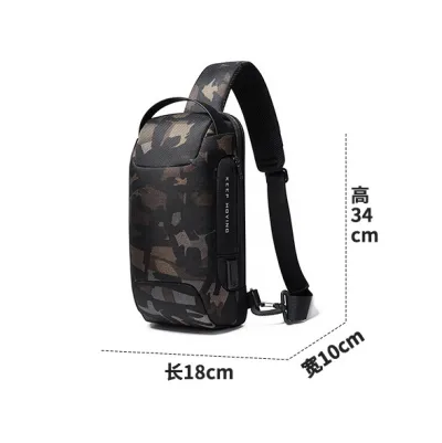 Men Fashion Casual Waterproof Oxford Cloth Chest Bag 18x10x34cm Solid Color