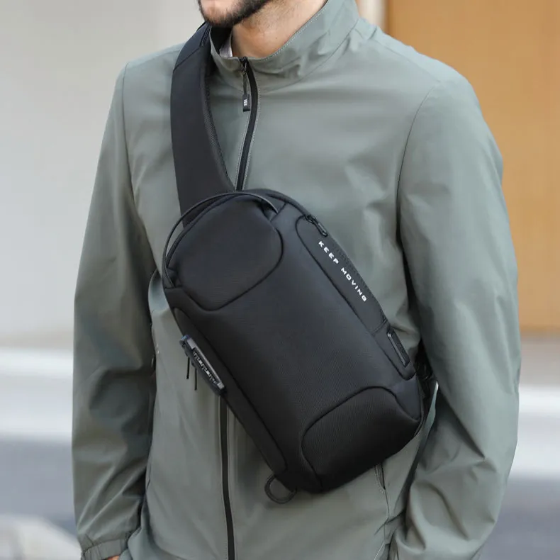 Men Fashion Casual Waterproof Oxford Cloth Chest Bag 18x10x34cm Solid Color