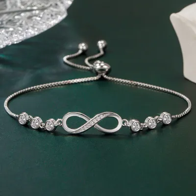 Women Fashion Micro-Inlaid Zircon Adjustable Bracelet Infinity Jewelry
