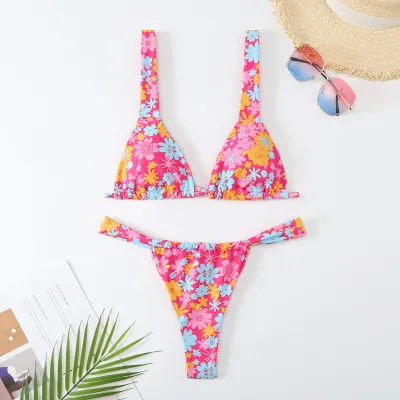 Women Fashion Sexy Flower Printed Bikini Swimsuit