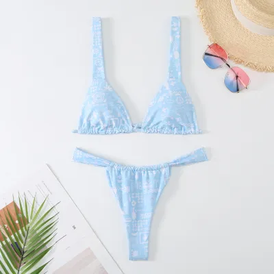 Women Fashion Sexy Flower Printed Bikini Swimsuit