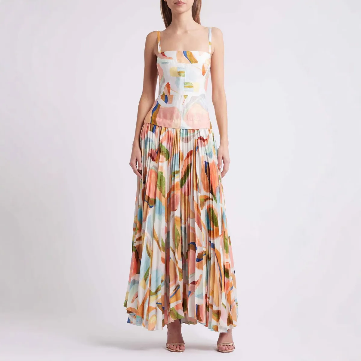 Women Summer Fashion Printed Strap Maxi Dress