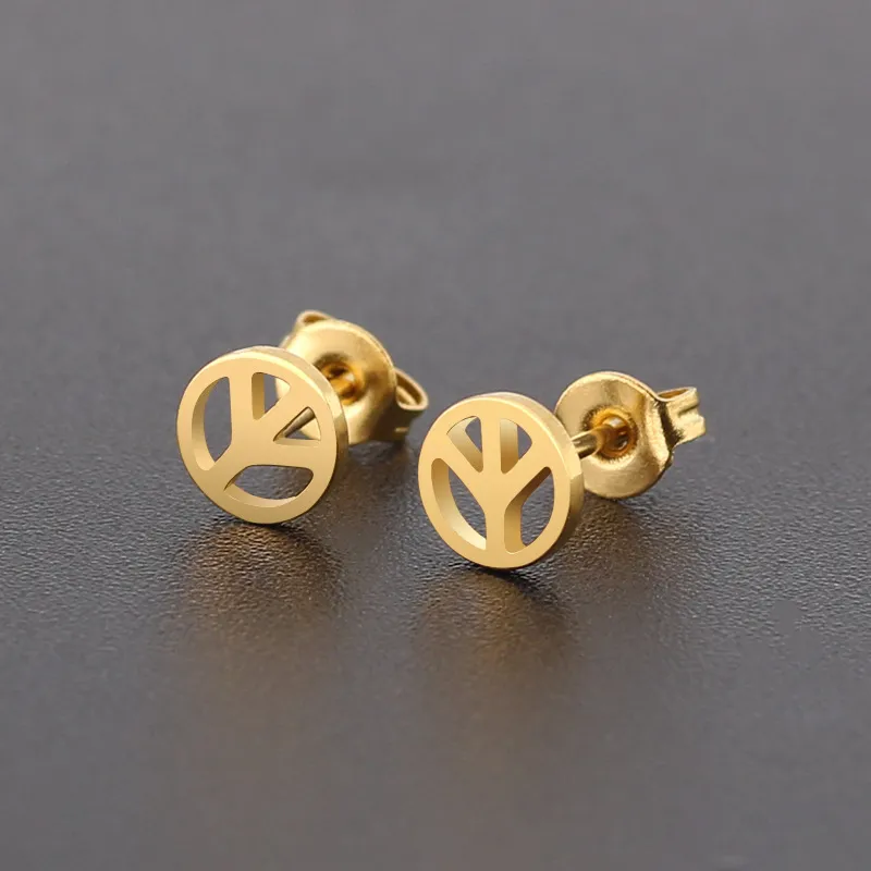 Simple Solid Color Peace Symbol Fine Needle Earrings