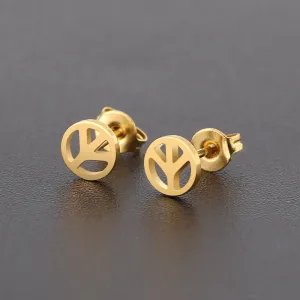 Simple Solid Color Peace Symbol Fine Needle Earrings
