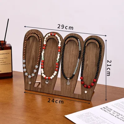 Fashion Solid Wood Double Layer Bracelet Necklace Jewelry Display Rack