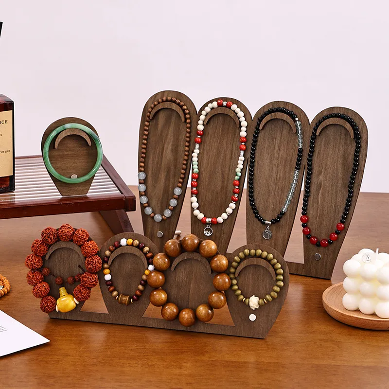 Fashion Solid Wood Double Layer Bracelet Necklace Jewelry Display Rack