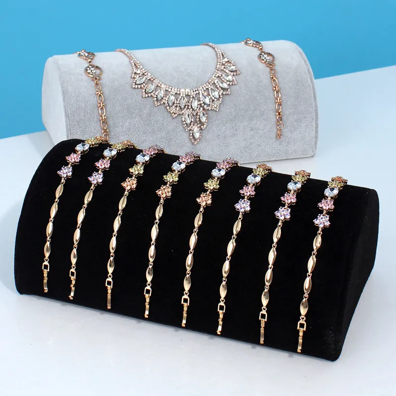 Fashion Solid Color Half Round Pillow Bracelet Necklace Jewelry Display Rack