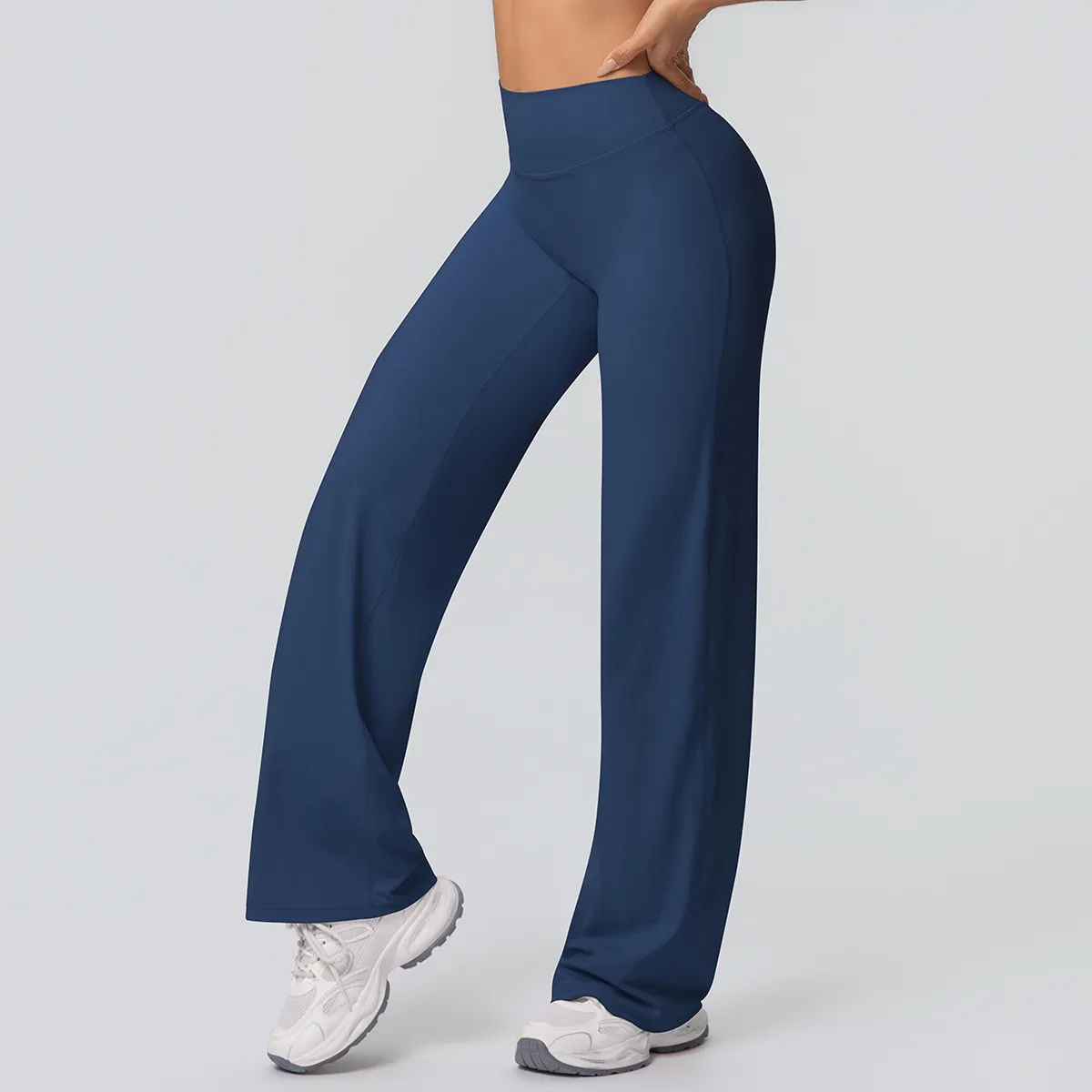 Women Fashion Casual Solid Color Double Sanding High Waist Loose Breathable Sports Yoga Pants