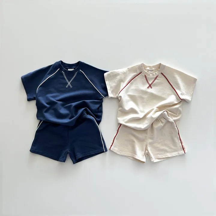 Kids Boys Fashion Casual Thin Cotton Short-Sleeve Stripe T-Shirt and Shorts Set Summer