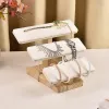 Solid Wood Three-Layer Bracelet Rack White PU
