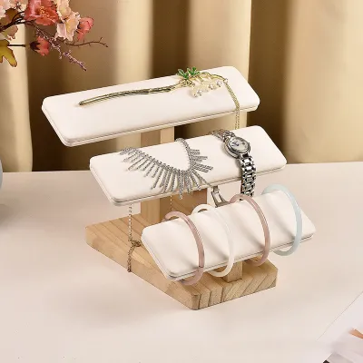 Fashion Three Layer Solid Wood Bracelet Watch Jewelry Display Rack